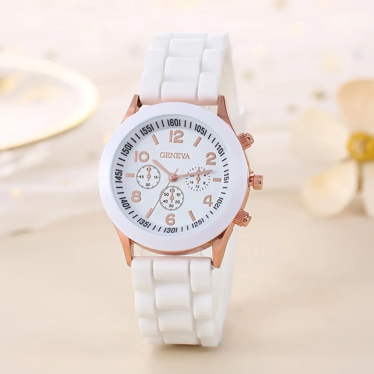 5pcs/set 1pc White Rhinestone Watch + Jewelry Set Fancy Women Watches Jewelry Sophisticated And Stylish Women Watch No box