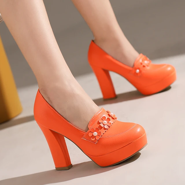 Bright Orange Clear 2 Part Block Heel Sandals | New Look