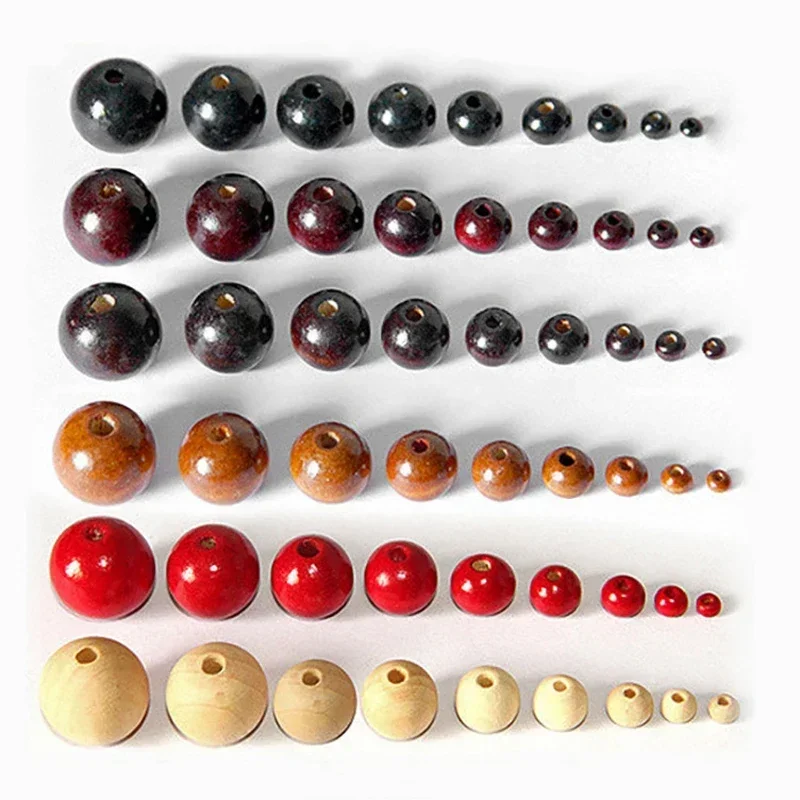 Wood Beads 4mm-20mm Big Hole Round Natural Eco-Friendly Loose Spacer For Jewelry Making Bracelet Craft DIY