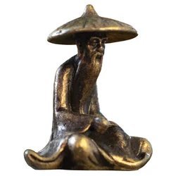 Whimsical Fisherman Fairy Garden Statue - Alloy Decor Figurine - 1.70X1.40X0.90CM (As Shown)