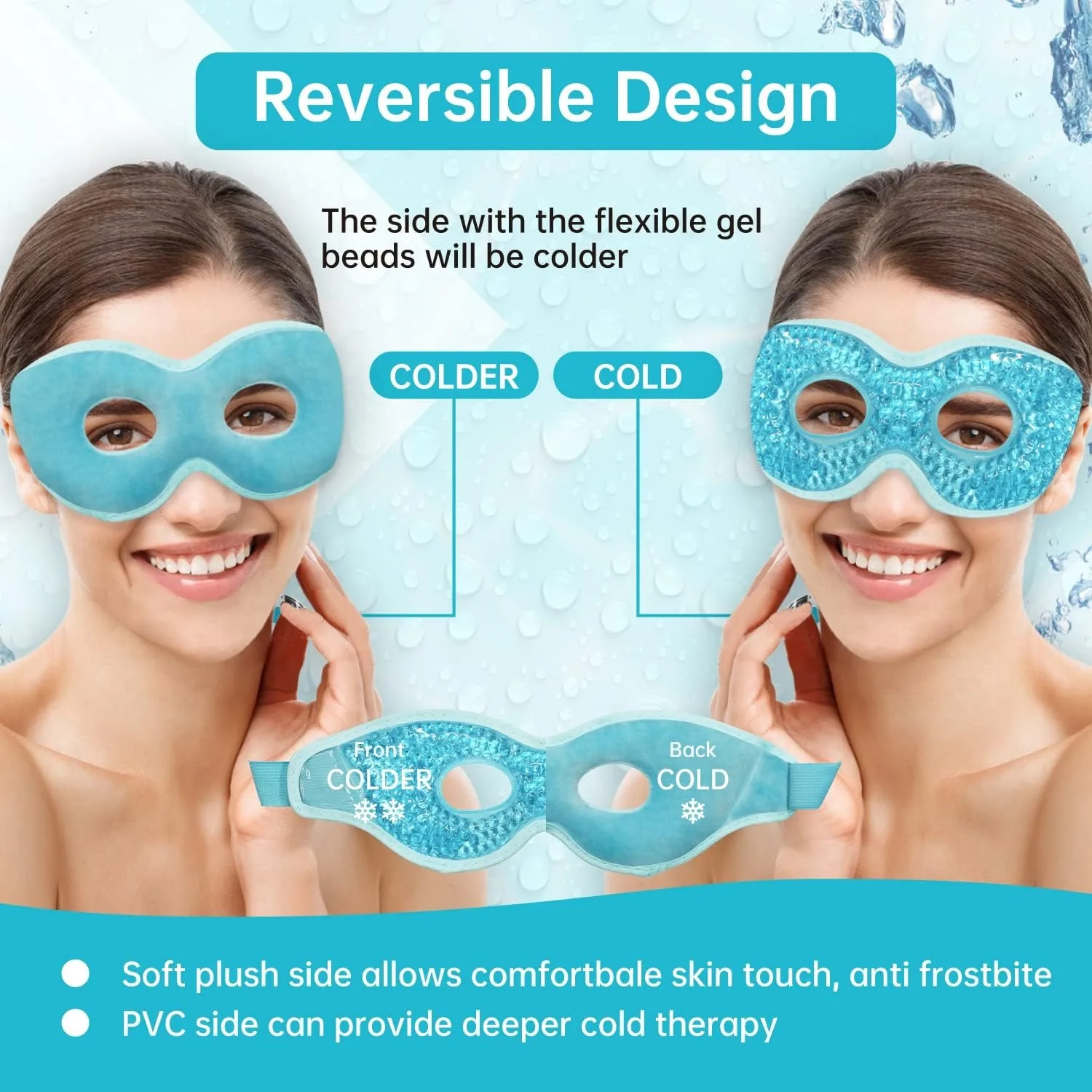 Ice Eye Mask Reusable Ice Pack for Eyes,Hot Cold Compress Gel Bead Cooling Eye Mask with Eye Hole,Perfect Gift For Birthday/Chri 5