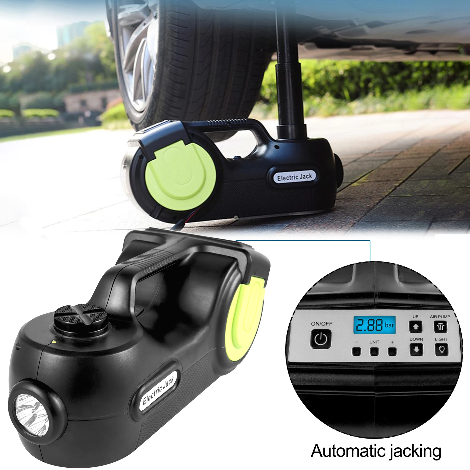 SucceBuy Electric Car Jack 5T Car Jack Hydraulic Electric Floor Jack with Electric Impact Wrench for SUV MPV Sedan Truck Repair