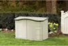 Small Horizontal Resin Outdoor Storage Shed With Floor (4.5 x 3 Ft) Weather Resistant, Beige/Brown, Organization 5