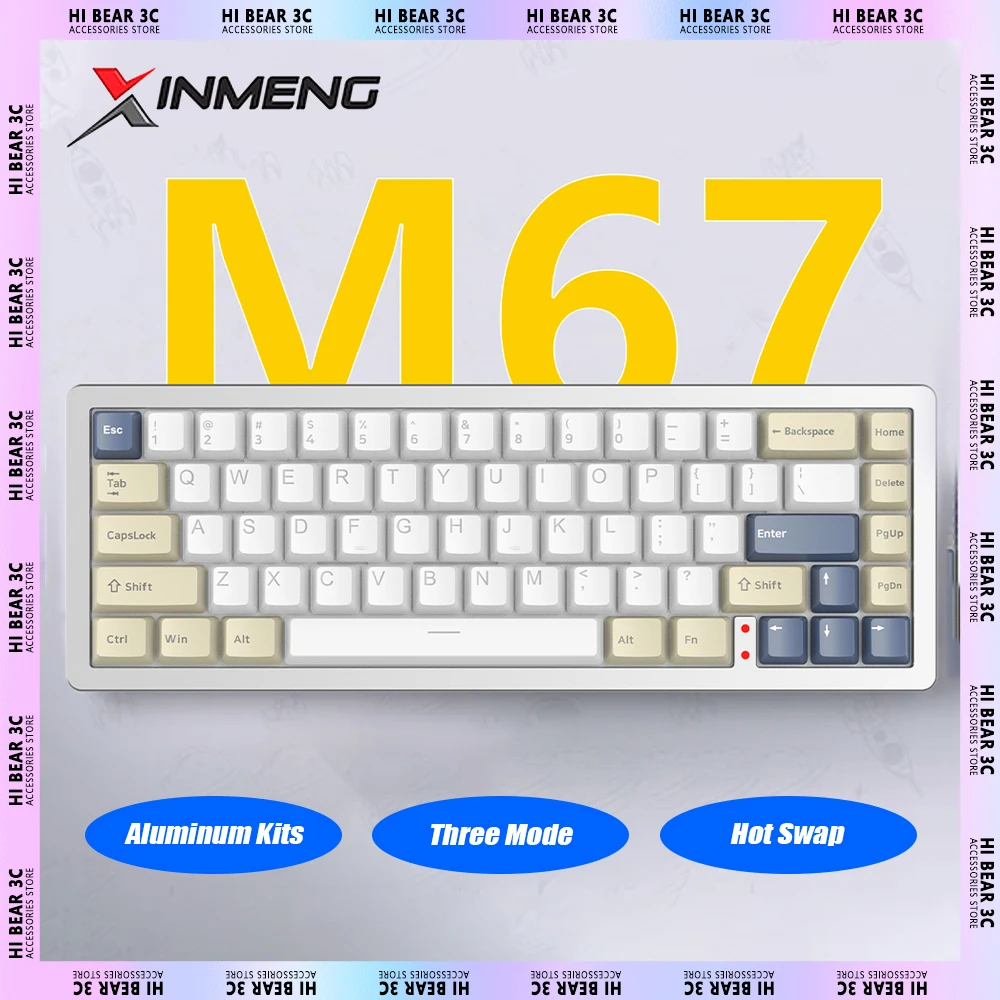 

XINMENG M67 Mechanical Keyboard Aluminum Kits Three Mode Hot Swap Gaming Keyboard Wireless Gasket RGB Side Light Pc Gamer Mac