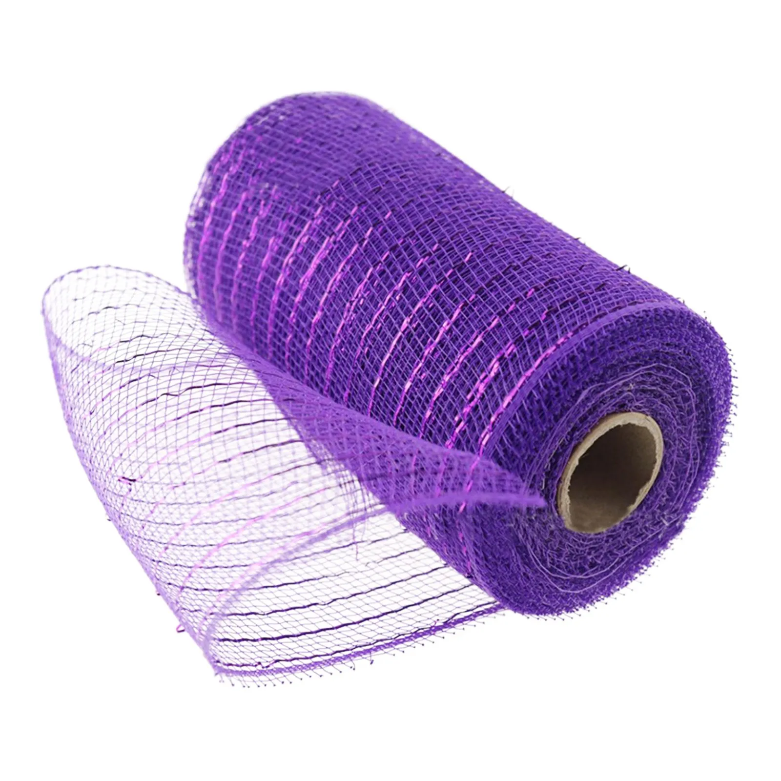 4 Rolls Deco Poly Mesh Ribbons 30 Feet Each Roll Metallic Foil Mesh Ribbon for Home Door Wreath Decoration DIY Crafts Making Supplies (Gray + Purple +