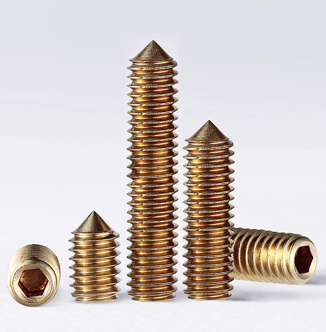 130 Perni Filettati M3 M4 M5 M6 - Ottone Con Testa Esagonale Incassata E Punta