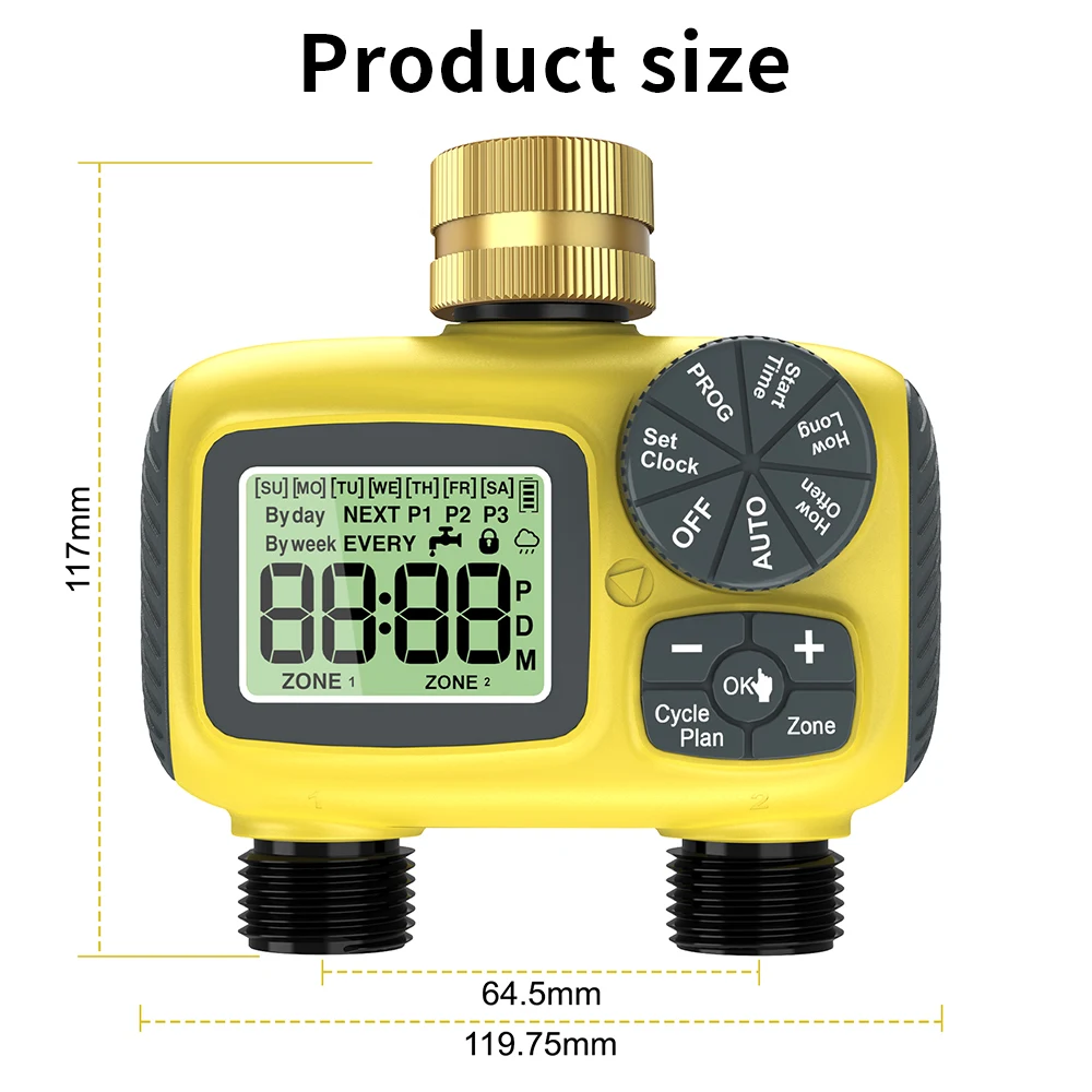 IP55 Automatic Water Timer with 2-Outlets Garden Irrigation System