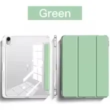 Sleek Transparent Acrylic Back Cover Trifold Stand Tablet Case with Pen Slot