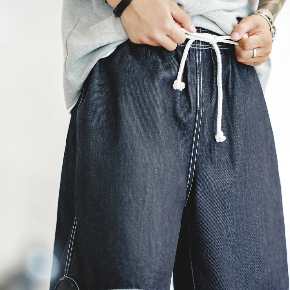 Maden Summer Casual Ice Jeans Men Denim Shorts Cool Fit Loose Straight Leg Half Pants Men's Summer Shorts Pants