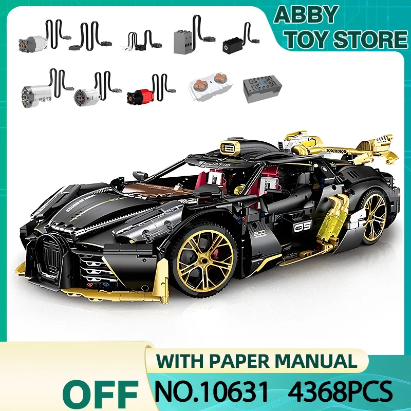 Guly 10631 Technical Matte Black MOC Super Sprots Car Model