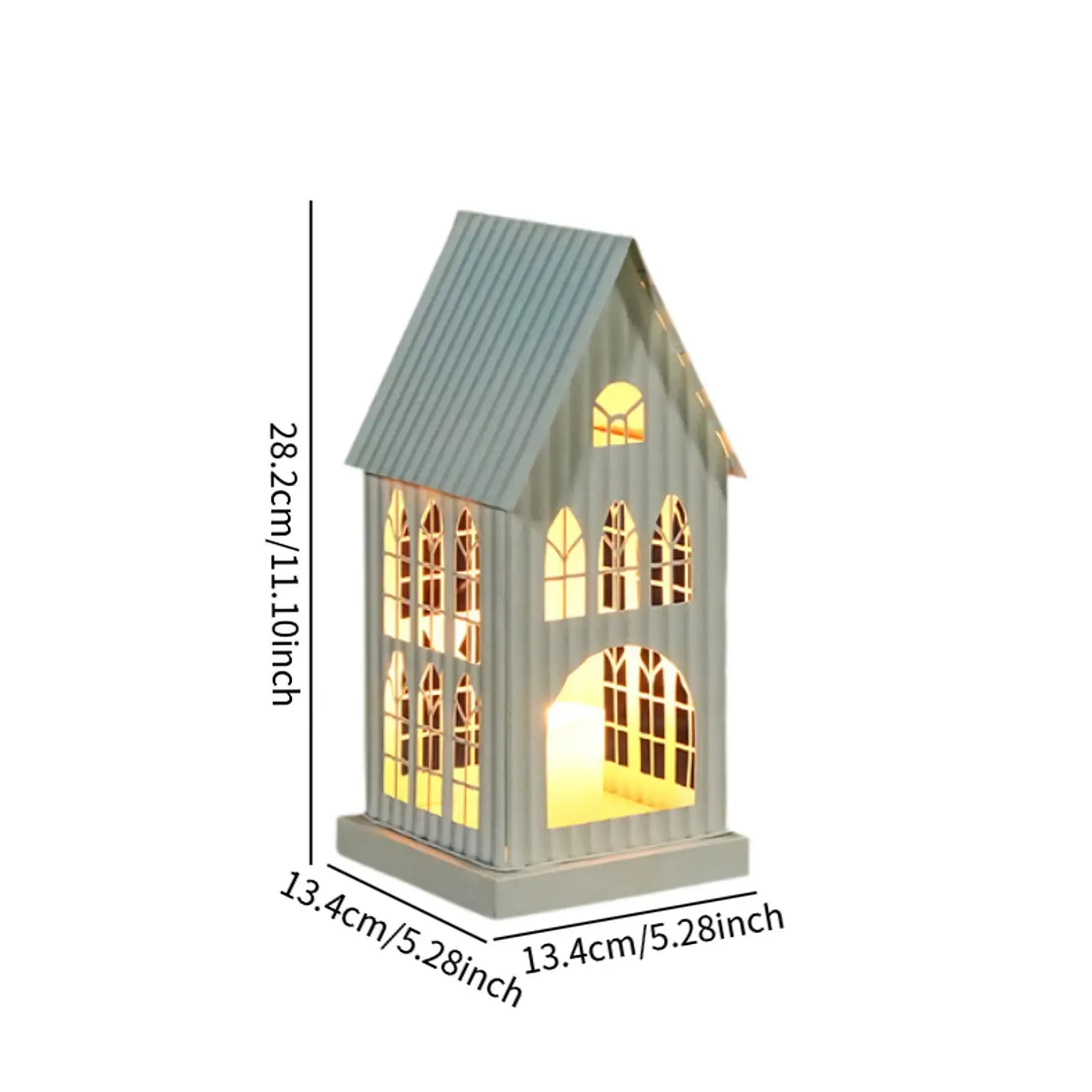 Village House Candle Holder Tea Light Lantern Desktop Ornament Candle Stand for Table Indoor Living Room Desk Home Decoration