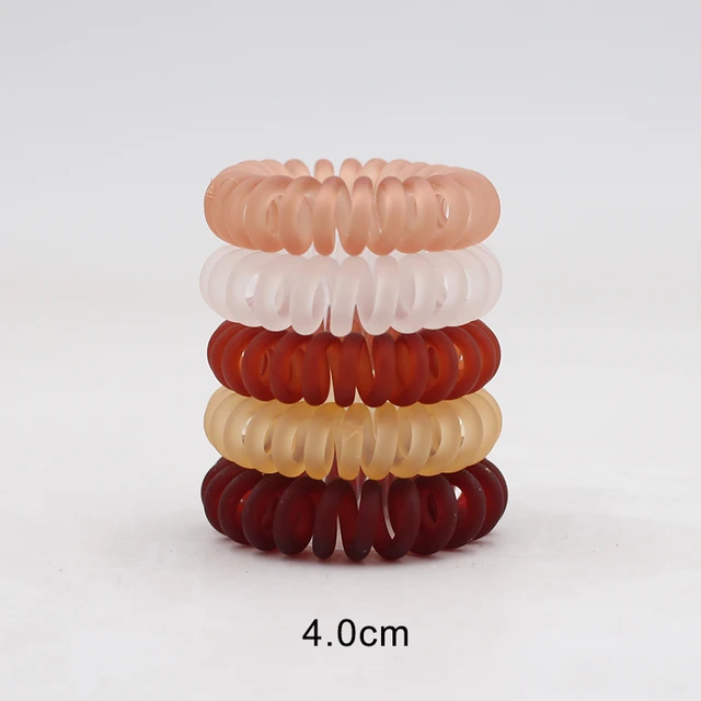 5Pcs/set New Fashion Matt Solid Telephone Wire Elastic Hair Band Frosted Spiral Cord Rubber Band Hair Tie Stretch Head Band Gum color2mid