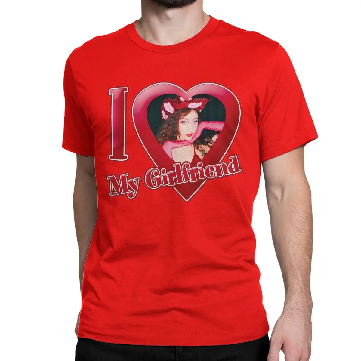 thumbnail image 1 of Camisetas de algodón con la frase "Amo a mi novia" de Chappell Roan para hombre y mujer, camisetas de manga corta con cuello redondo y cantante musical., 1 of 7