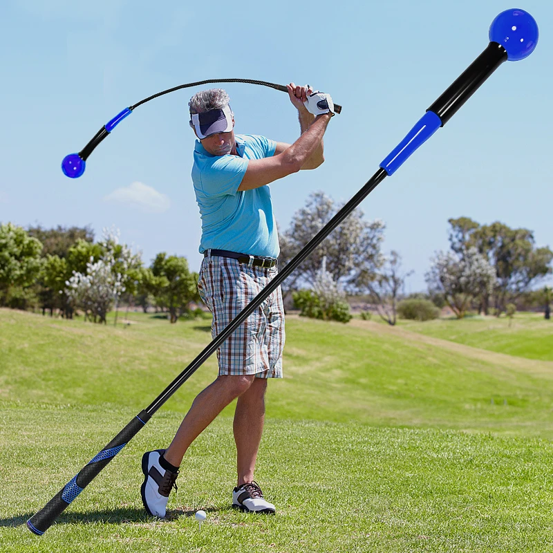 Golf Swing Training Stick, Right Handed Indoor and Outdoor Rod, Enhanced Steel Chromess Plated, Rubber, Ergonomic Design, Perfect Swing Prac並行輸入 Golf Swing Trainer with 3 Alignment Sticks Portable Golf Training