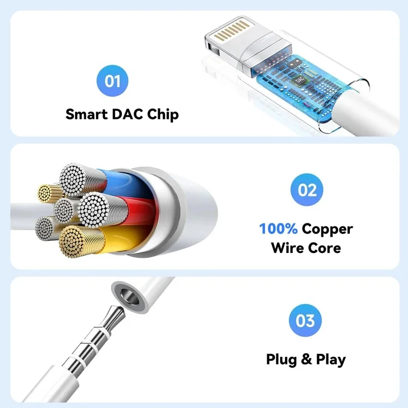 라이트닝-3.5mm 잭 AUX 오디오 케이블 어댑터용 1-8개 아이폰 11-14 프로 맥스/SE 2020/XS/XR/X/8/7용 - IOS 헤드폰 어댑터