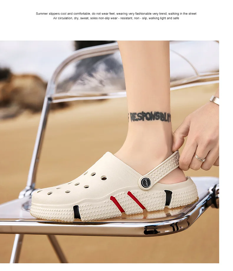 Summer Men's Sandals Anti Slip Wear-resistant Clogs Garden Shoes Hole Shoes Outdoor Baotou Slippers Beach Shoes Couple Sandals
