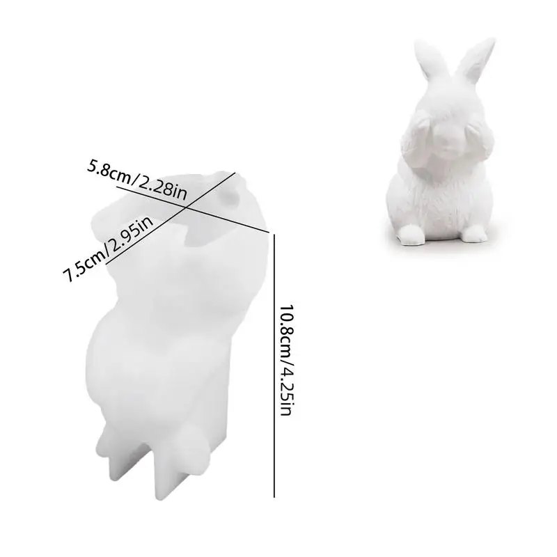 Easter Silicone Rabbit Mold Bunny Statue Mold for Crafts Plaster Casting Soft Silicone Mold Easy Release for Beginners Crafting