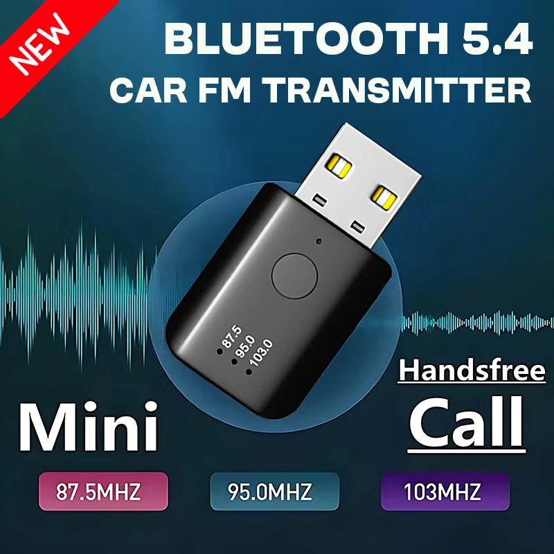 Premium Bluetooth FM Transmitter with Mic for Hands-Free Calls & Wireless Audio Streaming