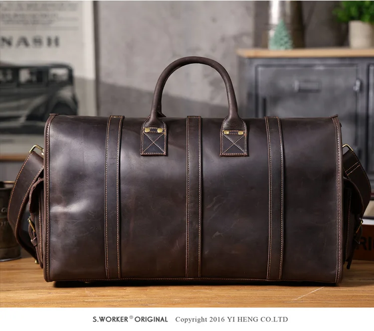 PNDME Designer-Reisetasche aus handgefertigtem Crazy-Horse-Rindsleder für Herren, Vintage-Luxus-Fitness-Handtasche aus echtem Leder mit großem Fassungsvermögen – Detail 9