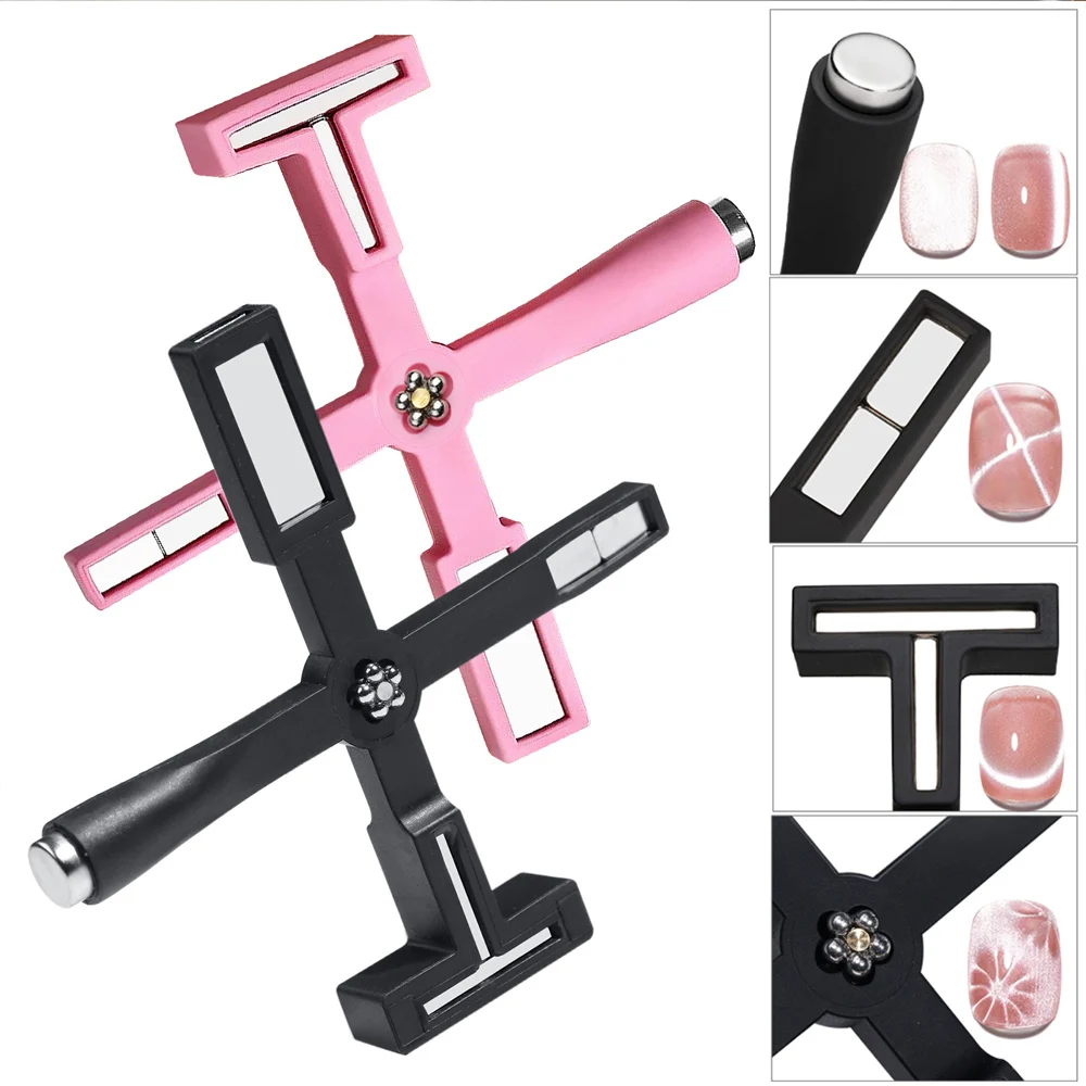 Magnetic Nail Art Tools 1pcs 5 In 1 Multifunctional Nail Cat Eye Magnet Pink Cross Magnetic Stick Nails Gel Polish Line Effect White DIY Nail Art Tools