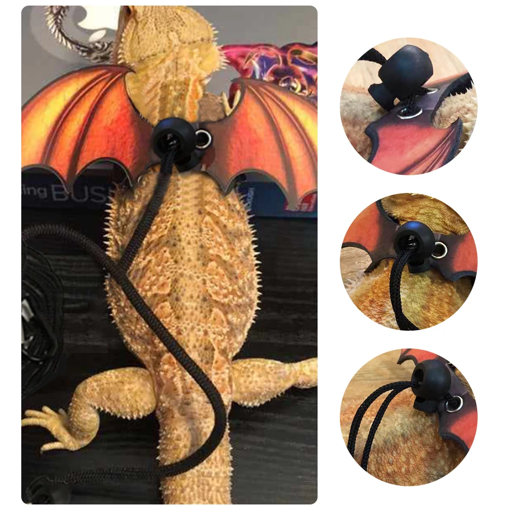 Adjustable Reptile Leash Critter Lizard Gecko Bearded Dragon Harness Climbing Rope Belt Leash Strap Wings Harness