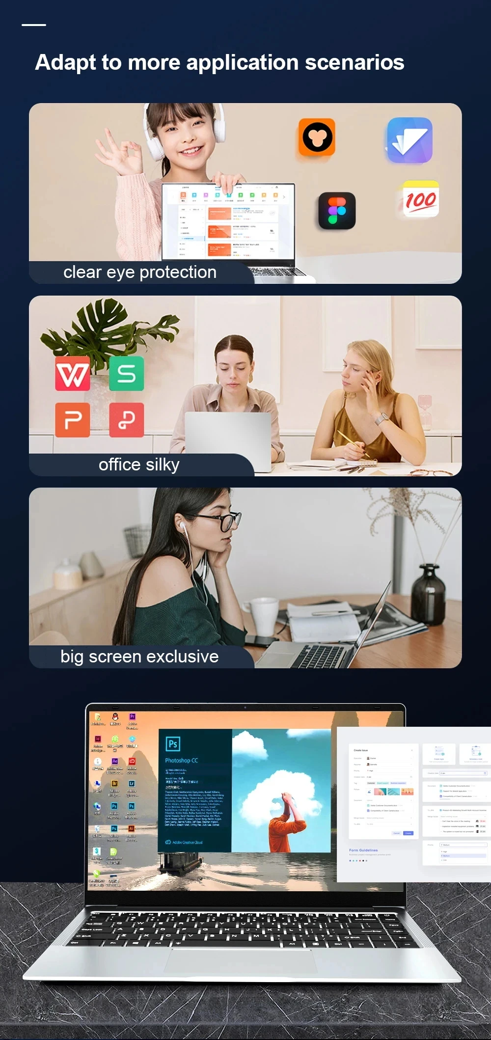 Laptop Computer Windows 11 Notebook 12GB RAM 128GB 256GB 1TB SSD 1920*1080 HD Lightweight Portable Office Study Laptops