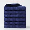 10pcs Customized Embroidery Logo Towel Navy Blue Soft Salon Towels Bathroom Gift Towel White Wholesale Price 1