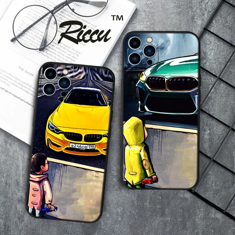 Boy Girl See Cool Sports Car Drift Phone Case Per Iphone 14 13 11 12 Pro 8 7 Plus X 13 Pro Max Xr Xs Mini Cover Nere