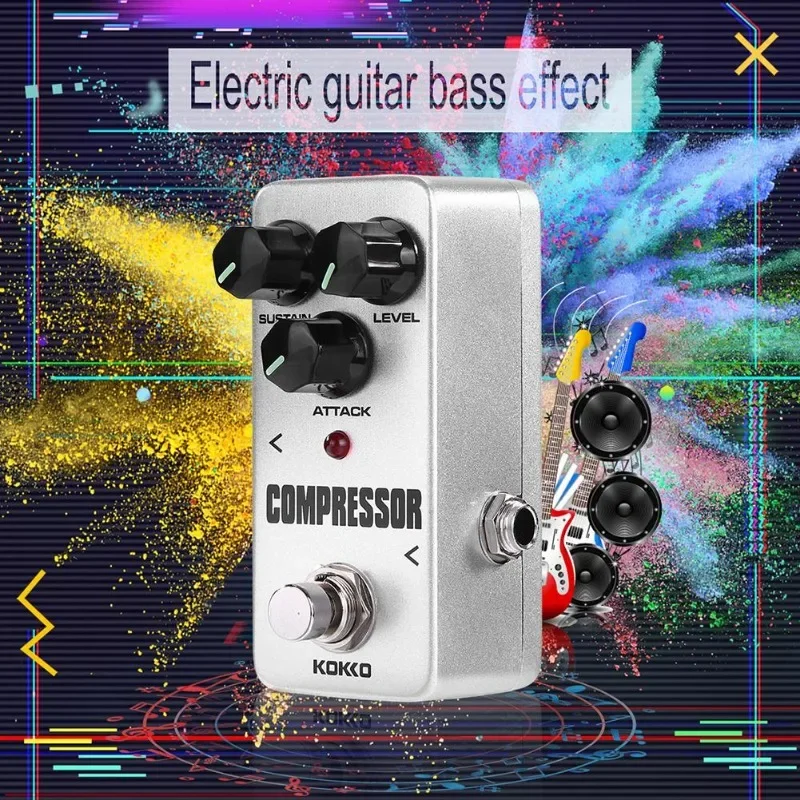 

Guitar Effects Pedal Compressor High and Low Audio Adjustment Compression Block 9V Power Supply - Boost Your Metal Funk Music