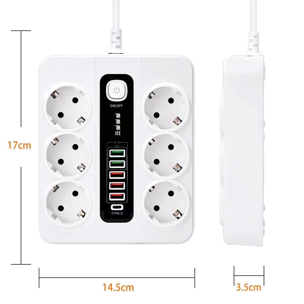  Ʈ 6  AC ܼƮ EU ÷ , PD CŸ USB  Ʈ, 2M  ̺, Ȩ ǽ PC TV Ʈ