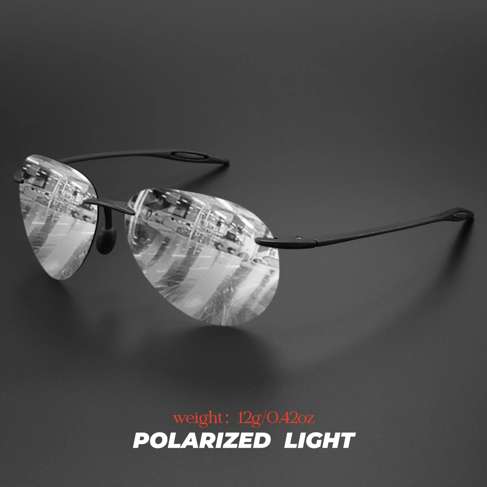 Ultraleichte 12 g TR90 rahmenlose polarisierte Piloten-Sonnenbrille – flexibel und bequeme Passform, Unisex zum Fahren, Angeln, im Freien – Detail 12