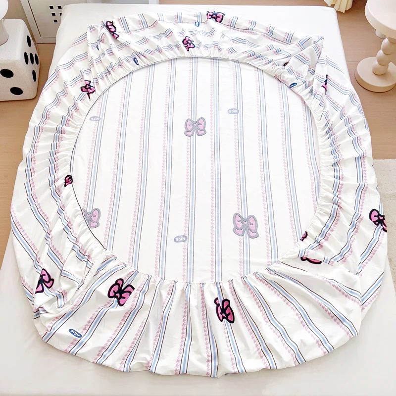 Cotton Printed Cartoon Item Sheet Protector Soft and Comfortable Mattress Cover 360 Degree Wrap with Elastic Bed Hat 180 200x220 3