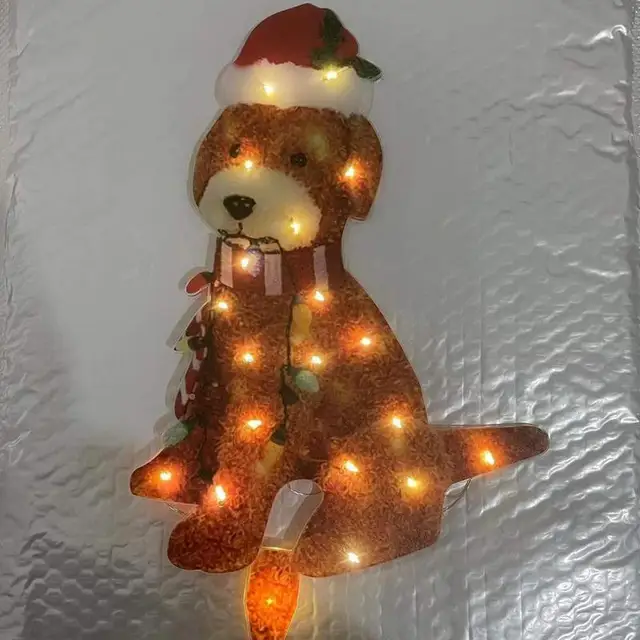 Goldendoodle Holiday Karácsony Led Light Up Fluffy Doodle Dog Dekoráció Könnyű Húrral A Kültéri Udvar Kerti Dekorációhoz - Image 3