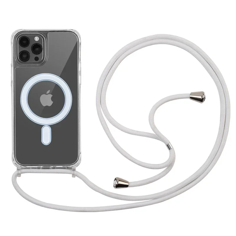 thumbnail image 1 of Crossbody Lanyard Clear Magnetic Case For iPhone 15 Plus 14 13 12 Pro Max 11 For Magsafe Shockproof Acrylic Hard PC Back Cover, 1 of 5