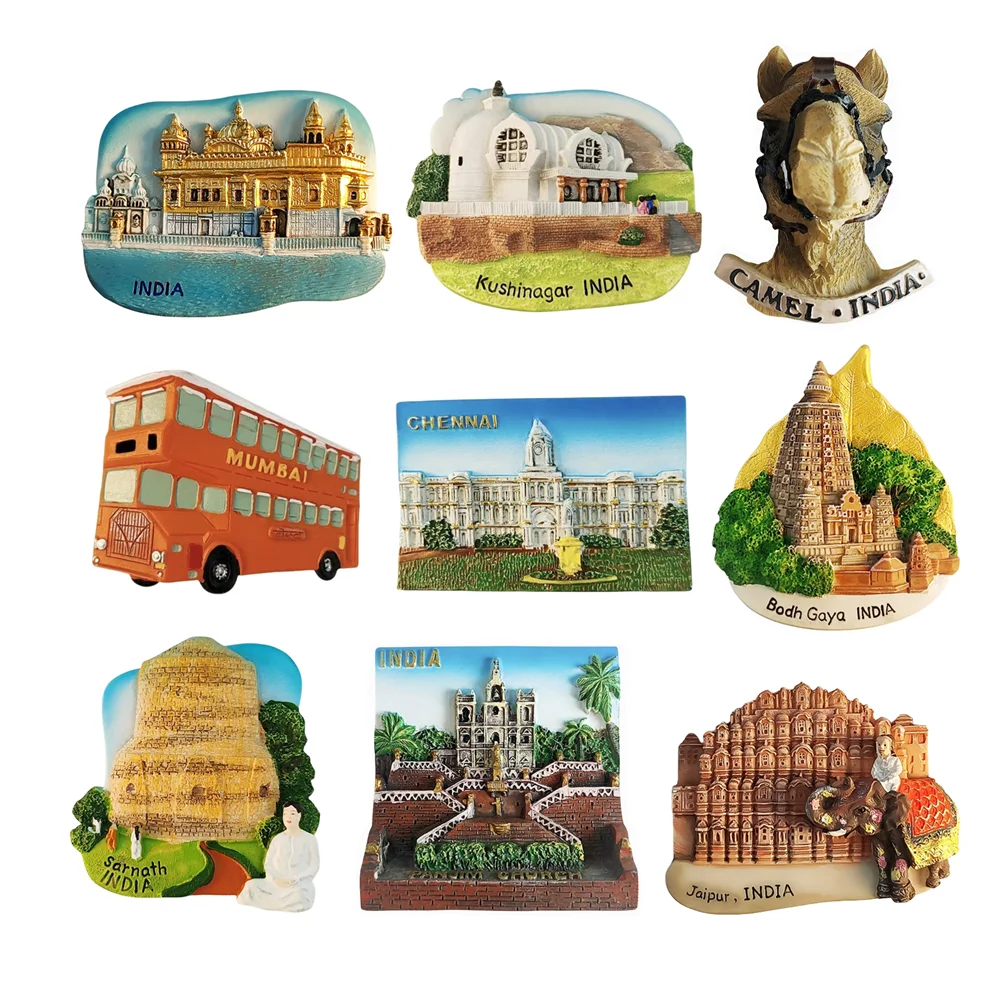 Asia India Flavour 3D Fridge Magnet Tourist Souvenirs Refrigerator Magnetic Decoration Articles Collection Handicraft Gift