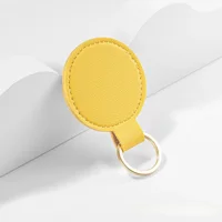 Custom Circle Key Chain Holder Laser Engrave Logo Round PU Leather Keychain Personalize Name Room Number Car Keyring Bag Pendant 4