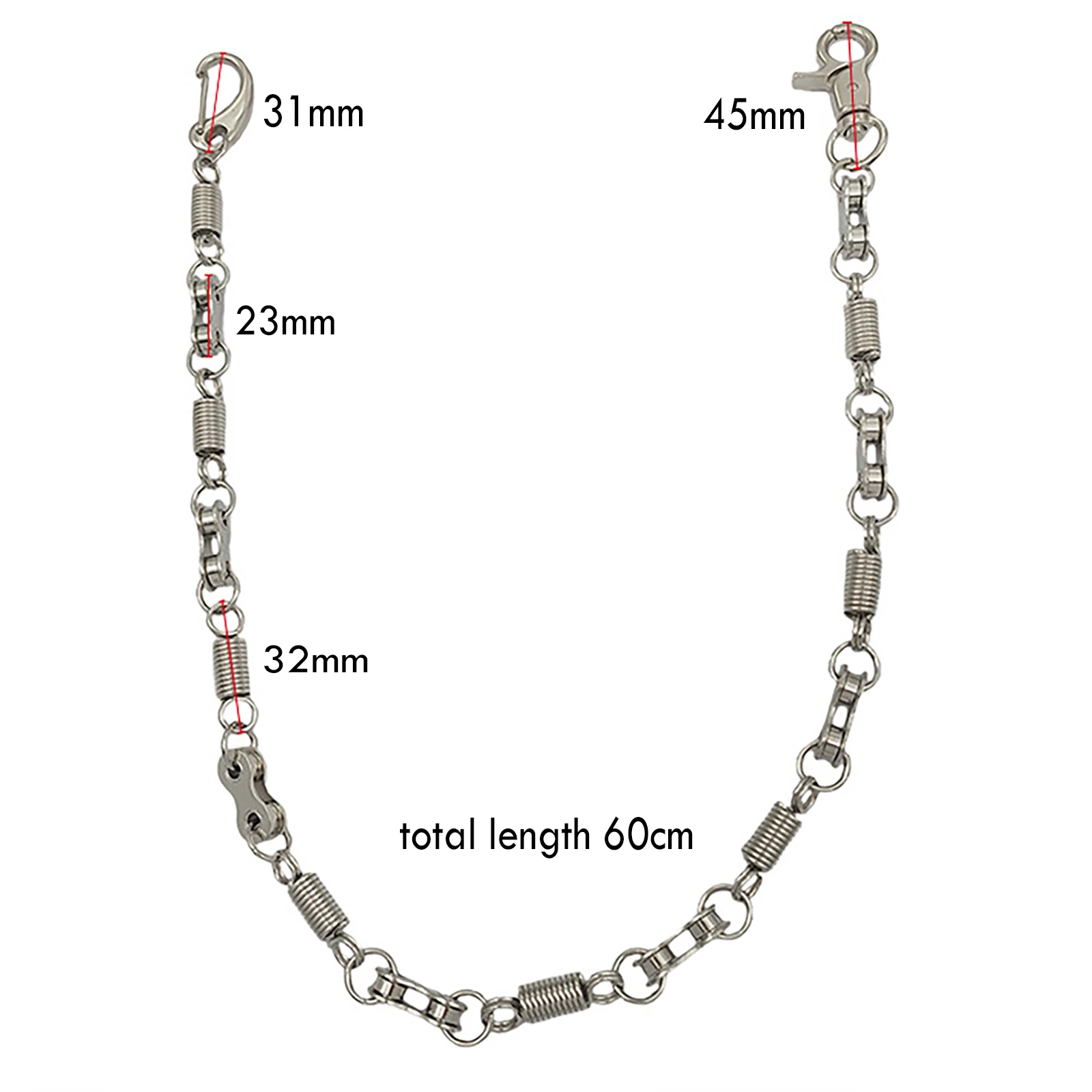 Manfnee Broekketting voor mannen en vrouwen, punk, rock jean ketting, portemonnee, ketting, heavy duty riem, kettingen, hiphop, Eén maat, legering, Geen edelsteen