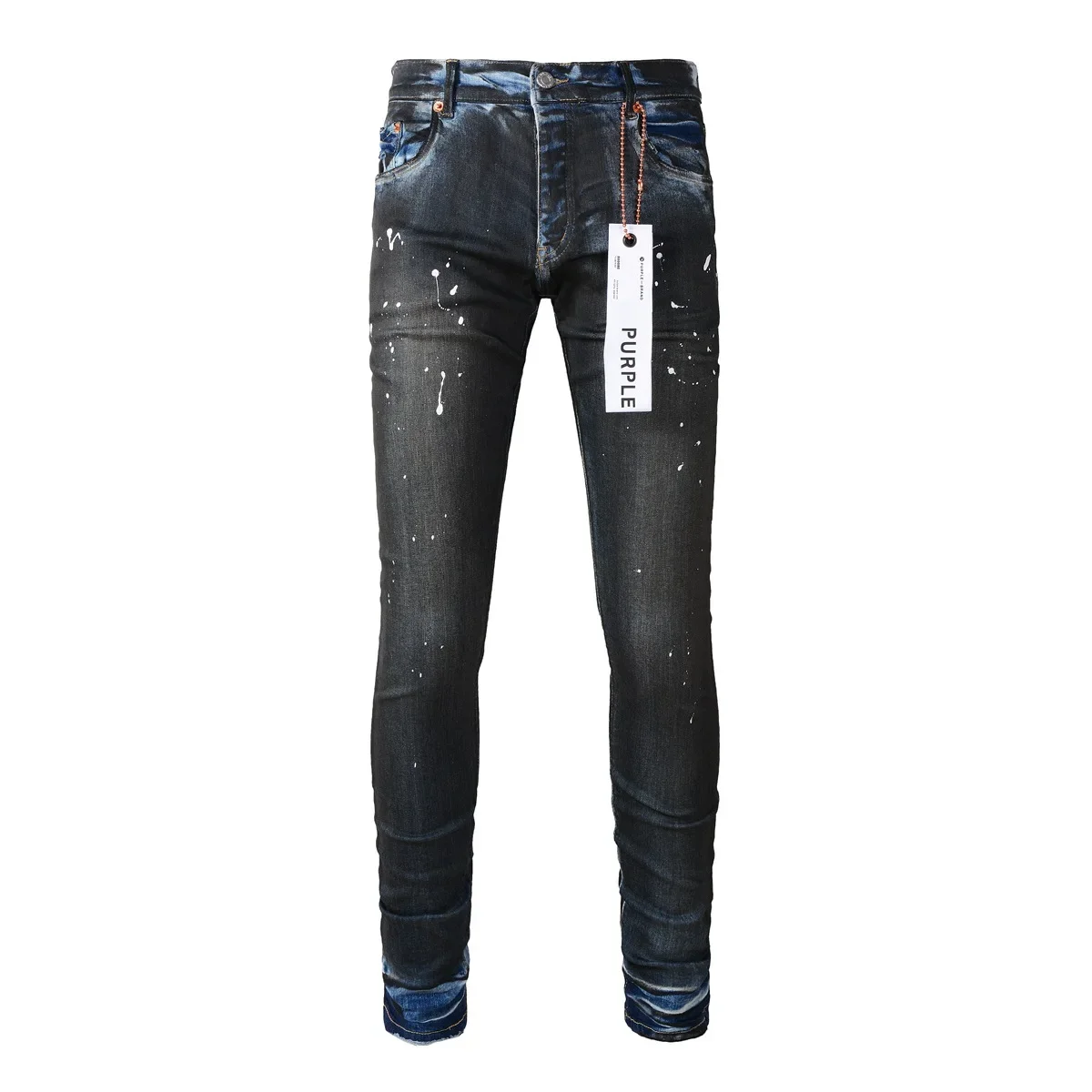 

Фиолетовые брендовые джинсы, модная новинка 2024, черные обтягивающие джинсовые брюки ручной работы с низкой посадкой и масляной краской в стиле High Street Heavy Industries