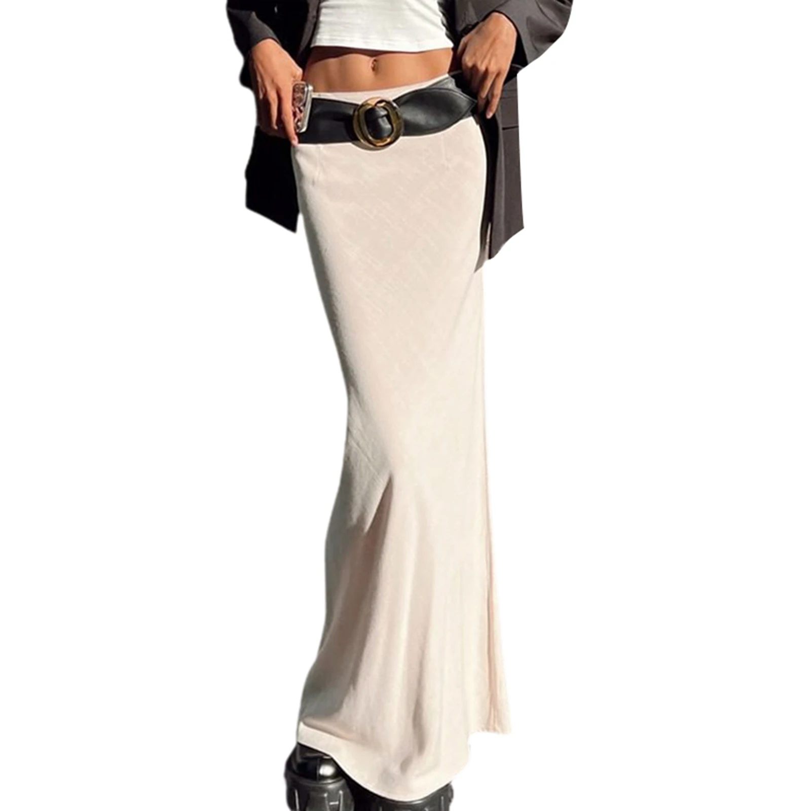 2023 New Women\'s Basic Half Length Tight Long Skirt Mid Waist Solid Color Beauty Midi Skirt Streetwear