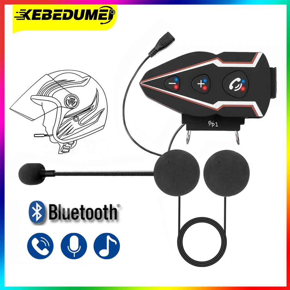 

Kebidumei 2600mAh Bluetooth 5.0 Headphones Motorcycle Helmet Headset Wireless Anti-Interference Hands-Free Telephone Call Kit