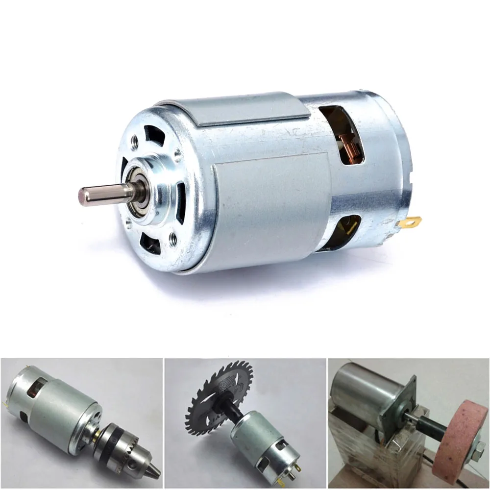775 DC 모터, 대형 토크, 고출력 저소음 모터, 축 직경 5mm, 고속 볼 베어링, 12V-36V, 3800-9000 RPM