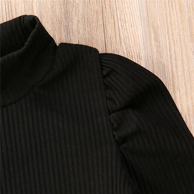 Girls Turtleneck Sweater & Leather Skirt Set 4