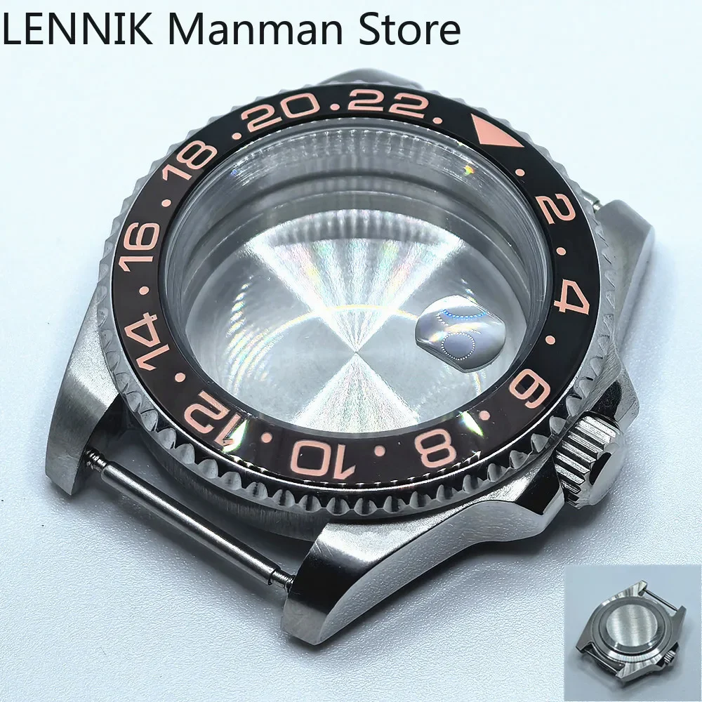 40mm Black PVD Watch Case with Transparent Back Glass