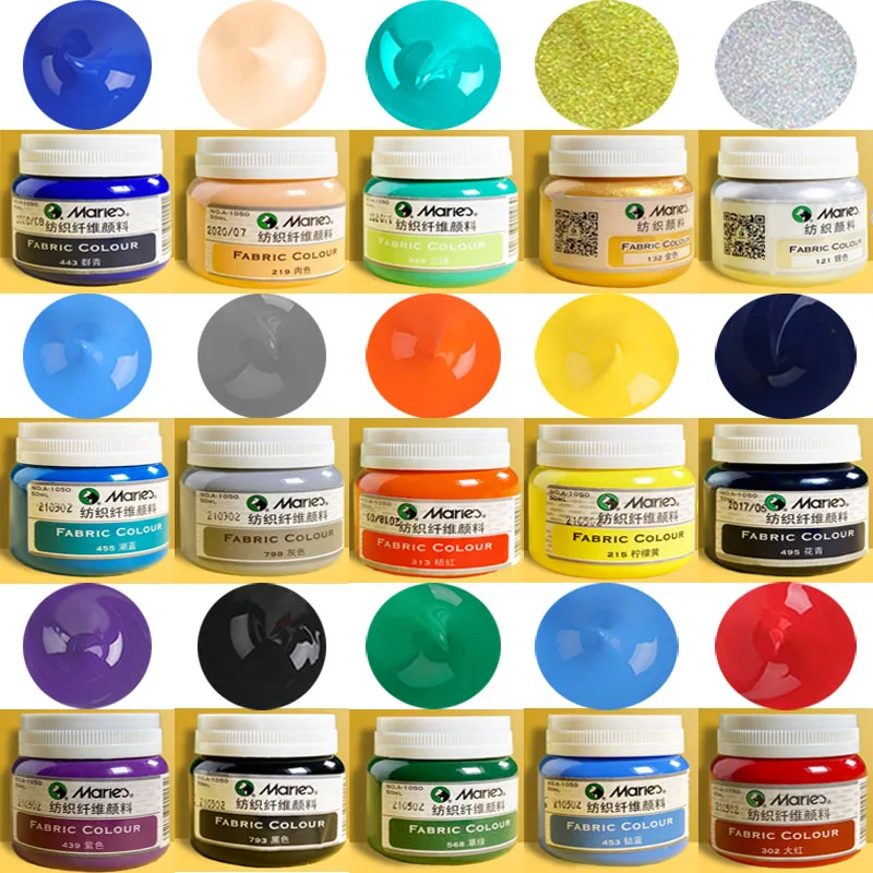 50ML Textile Fiber Pigment Student Hand-painted DIY Graffiti Clothes T-shirts Shoes Blending Solution Painting Paint