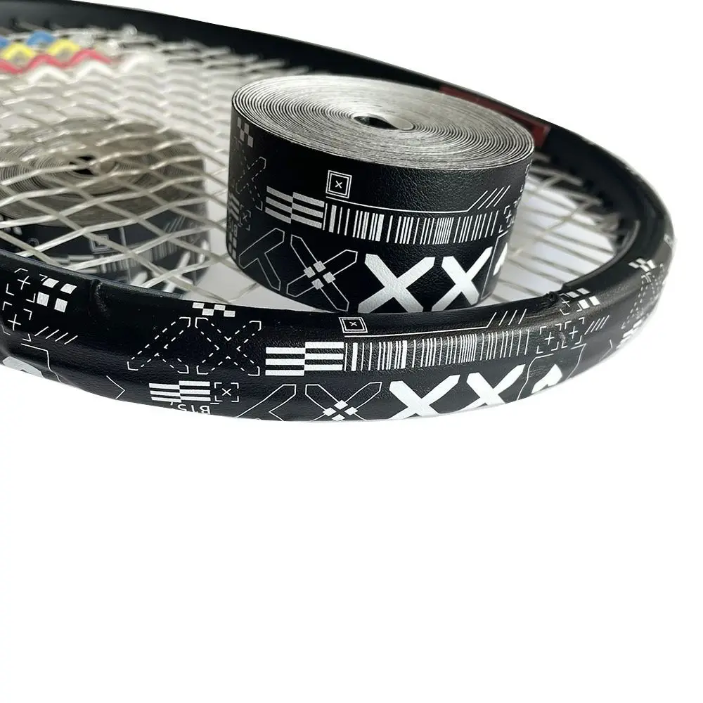 Tennis Racket Tape Black White Printing Scratch Prevent Frame Head Protection