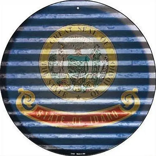 Флаг Штата индахо ID, 12 дюймов, круглый металлический знак, патриотический Настенный декор США, гофрированный внешний вид