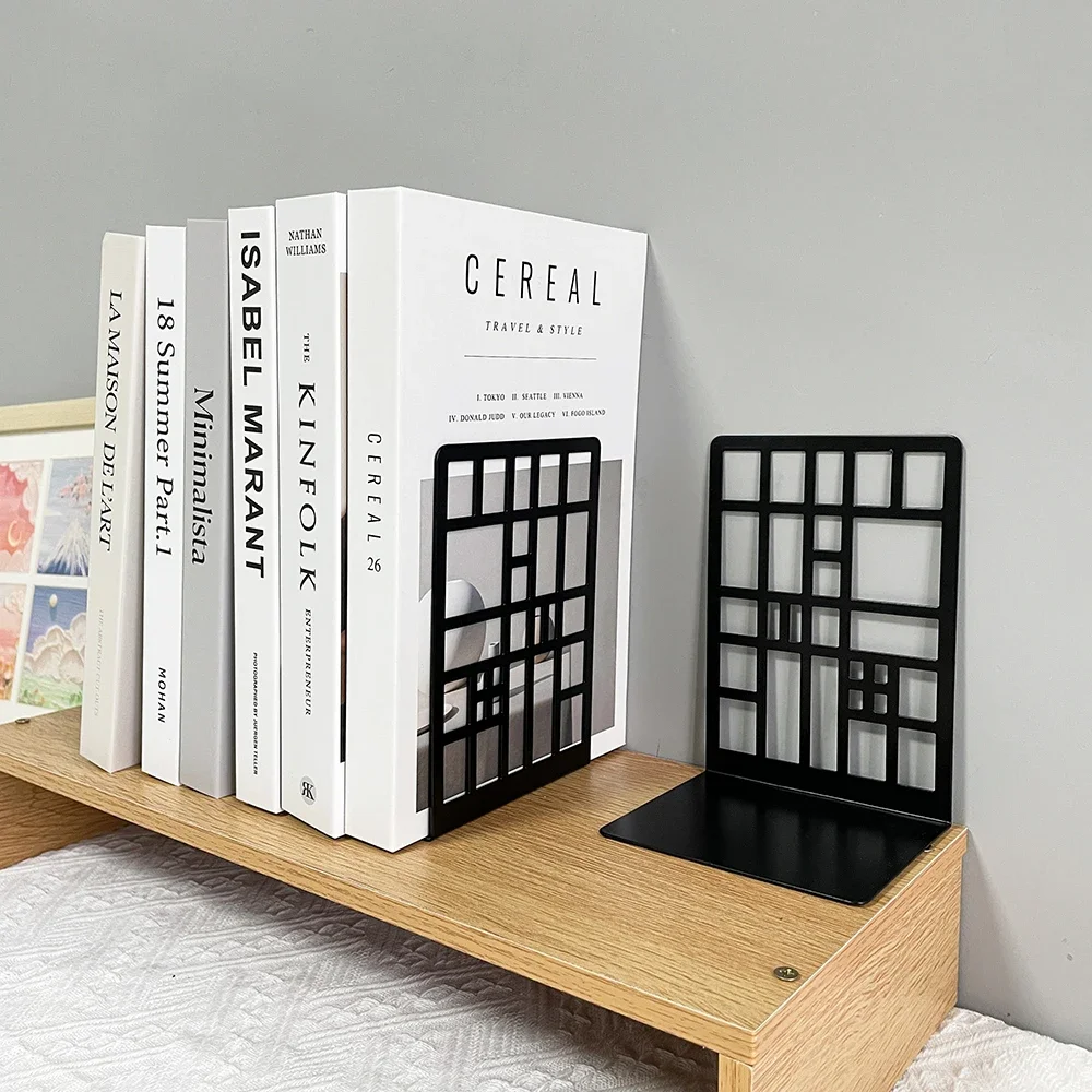Book Holder Bookcase Railing Book End Bookcase End Heavy Duty Book Storage Home Holder Iron 2pcs