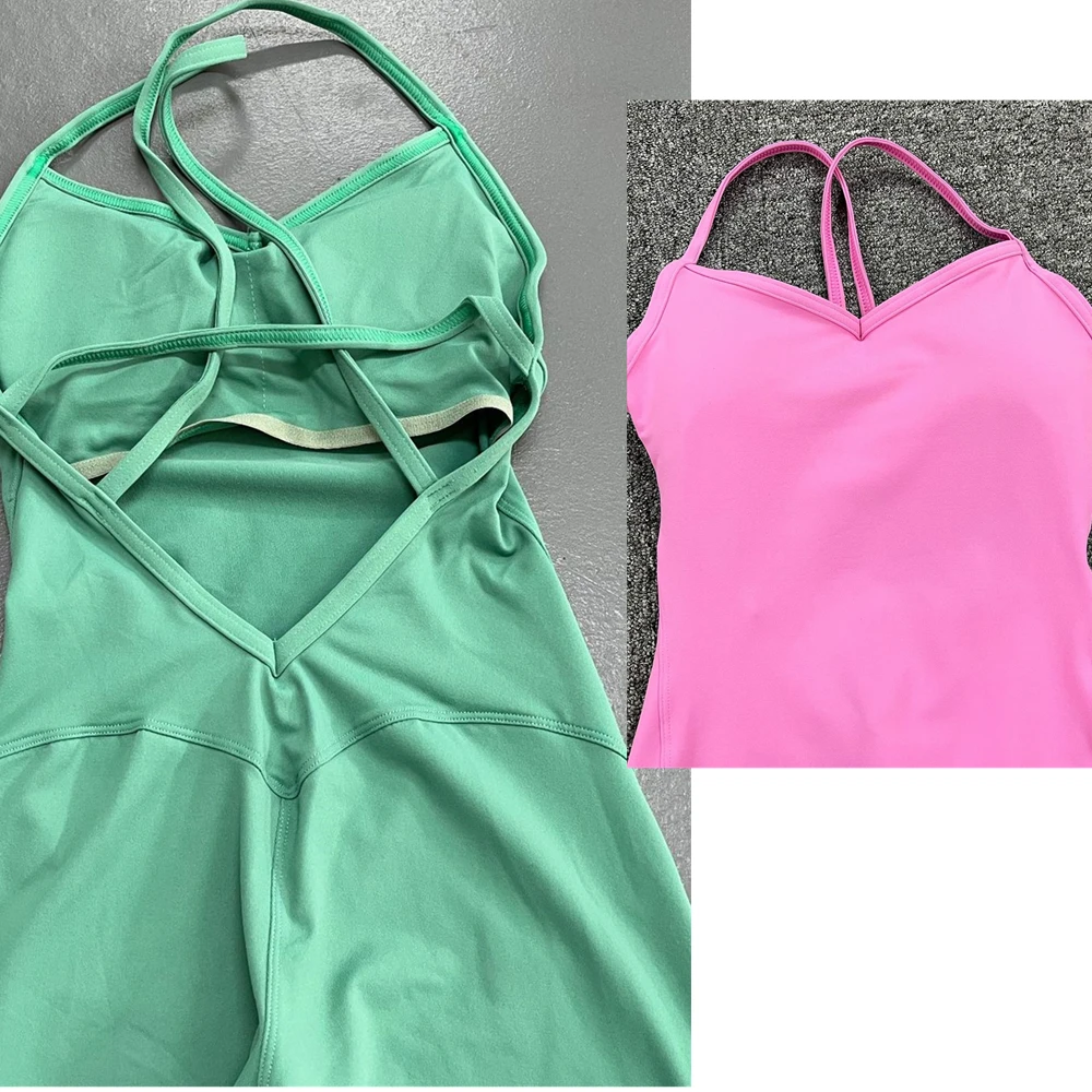 Fitness Jumpsuit Backless Sports Woman Lycra One Piece Jumpsuit Shorts Gym Workout Clothes For Women Sportswear