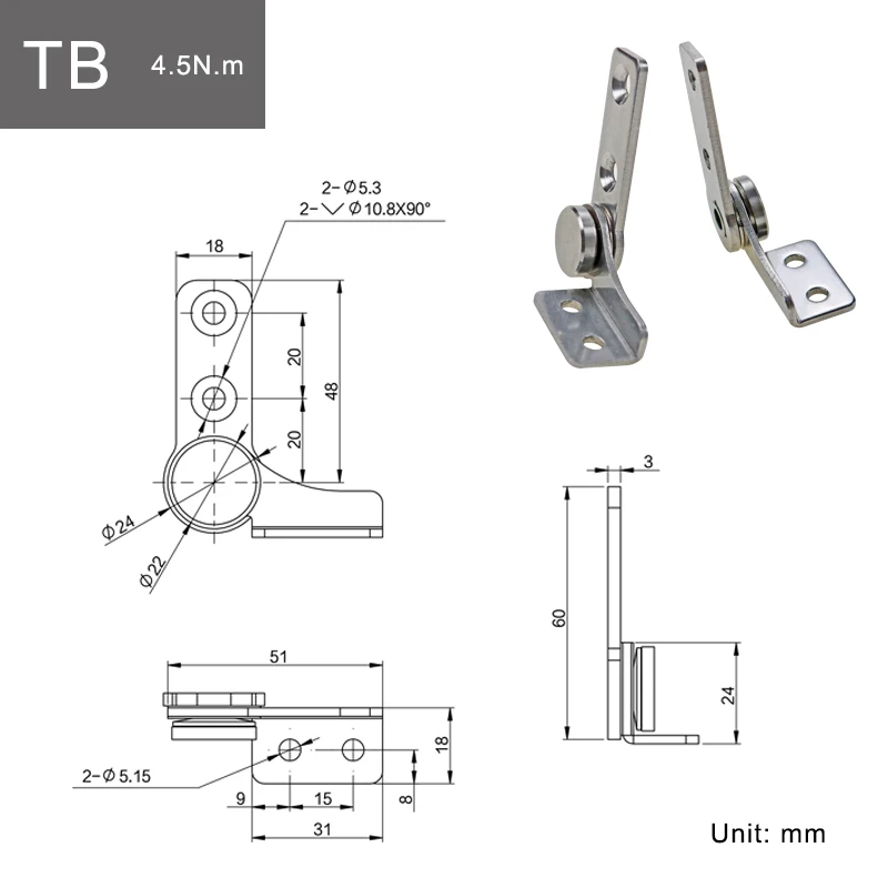 304 Stainless Steel Damping Hinge With Non Adjustable Torque, Stop Mechanism, And Positioning Support For Medical Equipment. stainless steel hinges