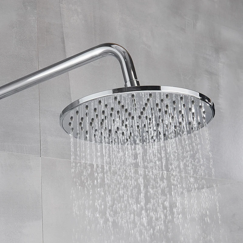 

Vidric Thermostatic Chrome Shower Faucet Set Rainfall Bath 8 inch Shower Head Thermostat Shower Crane Taps